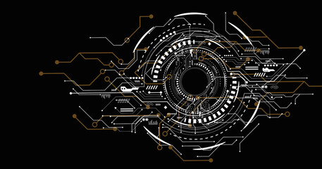 circuit board technology on black background.vector abstract technology illustration circuit board o