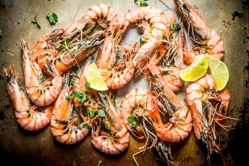 Freshly cooked shrimps.