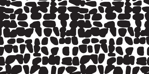 Hand drawn contemporary art collage with abstract shapes. Vector seamless pattern with modern Scandinavian cut out elements. monochrome black and white trendy  maze textured abstract digital printing 