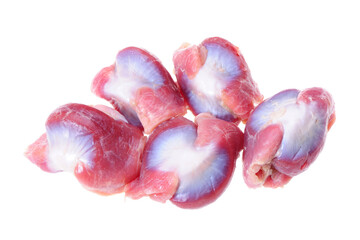 Wall Mural - Raw Chicken gizzards on white background 