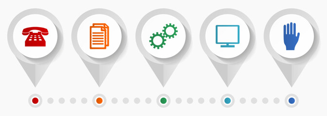 Leinwandbilder - Technology vector icons, flat design web pointers collection, business concept infographic template