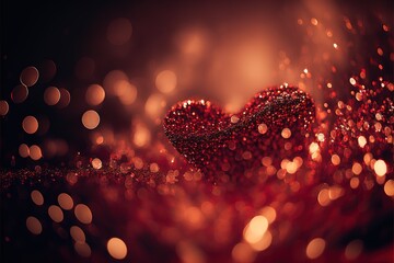 Poster - Heart Shape red bokeh background valentine's day. valentine day. bokeh background. Generative AI