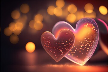 Poster - Heart Shape red bokeh background valentine's day. valentine day. bokeh background. Generative AI