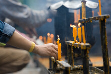 Prayer Candles At Wat Doi Suthep; Chiang Mai, Thailand.
