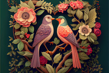 Love Birds On A Heart Branch