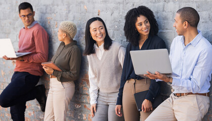 Poster - Job interview, team building or startup people for digital agency recruitment, business meeting or hiring team. Collaboration or happy employee for cyber security, tech and social media SEO work