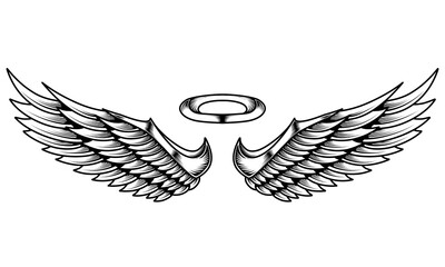 Sticker - vector angel wings tribal tattoo