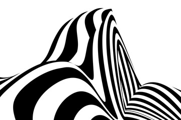 Wall Mural - 3D Optical Art with Abstract Black and white illusion. Pattern Lines Stripes for Banner, Cover, Poster, card. Vector illustration