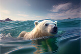 Adorable polar bear swimming in blue water | Under water polar bear | Polar bear swimming in chilled water | Ai Generative | Winters | Snow bear | Hyper realistic illustration
