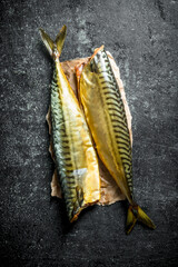 Canvas Print - Fragrant smoked mackerel on paper.