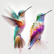 colorful hummingbirds on a white background, generative AI 