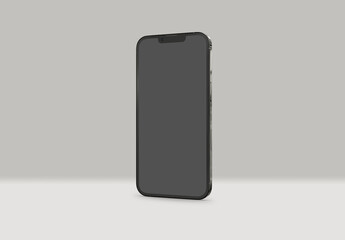 Poster - PARIS - France - April 28, 2022: Newly released Apple smartphone, Iphone 13 pro max Graphite color realistic 3d rendering, front screen mobile mockup with shadow and reflection on white