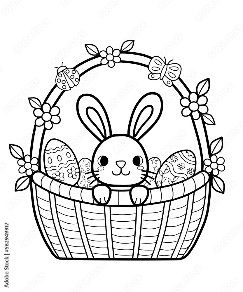 Easter Bunny coloring pages for kids. Painting for kindergarten and