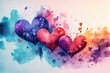 Hearts abstract background, happy valentines day love themed illustration, watercolor painting generative ai

