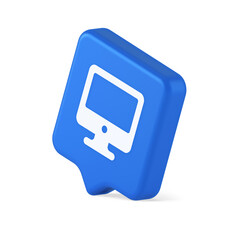 Poster - Computer monitor connection button cyberspace digital technology 3d realistic speech bubble icon