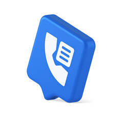 Poster - Phone book contact numbers list button search voice communication 3d realistic speech bubble icon