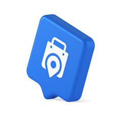 Poster - Shop location map pin with shopping bag button web app design realistic speech bubble icon