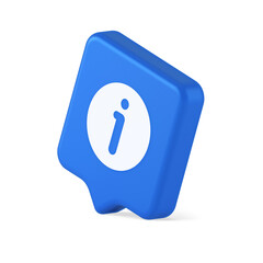Poster - Info button information character FAQ question answer help support web app 3d realistic speech bubble icon