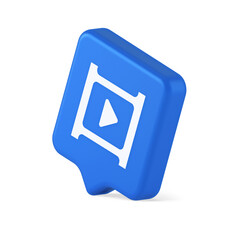 Poster - Video film multimedia content play button digital player broadcasting 3d realistic speech bubble icon