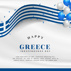 Square Banner illustration of Greece independence day celebration with text space. Vector illustration.