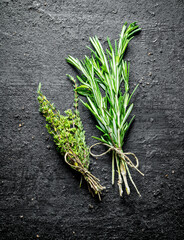 Wall Mural - Bunch of rosemary and thyme.