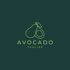 Poster - Avocado fruit line art flat logo icon design vector template