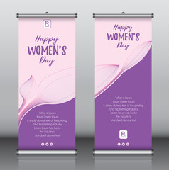 Wall Mural - Roll up banner design template vector, abstract background, modern x-banner, rectangle size, International women's day