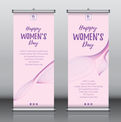 Wall Mural - Roll up banner design template vector, abstract background, modern x-banner, rectangle size, International women's day
