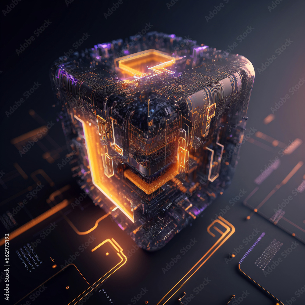 Quantum Computing and Artificial Intelligence concept. Computer ...