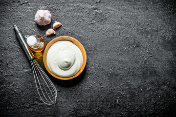 Wall Mural - Mayonnaise with garlic and olive oil.