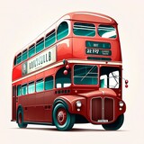 Fototapeta  - Classic double decker bus. A bright red traditional London bus isolated over white. generative ai