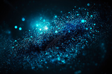Wall Mural - Defocused abstract blue lights background . bokeh lights. concept, Blue texture . Dark blue and silver glow particle abstract background. generative ai