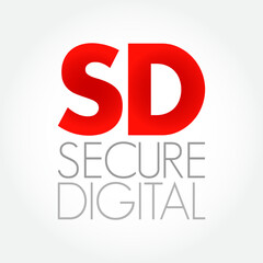Aufkleber - SD - Secure Digital is a proprietary non-volatile memory card format, acronym text concept background