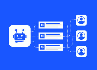 Poster - AI personalized advertising. Targeted digital marketing and contextual, banner or native programmatic advertising. AI-Powered ads in Ecommerce for increase customer retention