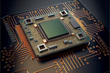 Leinwandbilder - Computer processor chip on a circuit board with microchips. Circuit board. Technology background. Central Computer Processors CPU.