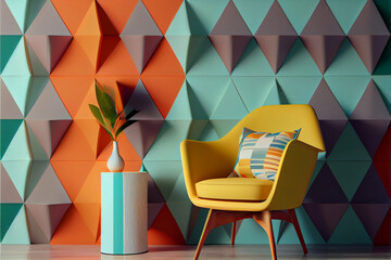 Poster - Minimalism chair retro style concept. Background pattern for design.