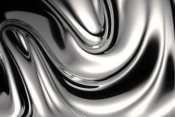 shiny chrome silver swirl, melted surface graphic texture background, generative ai