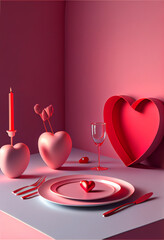 Poster - Minimalism St. Valentine's Day style concept Background. 