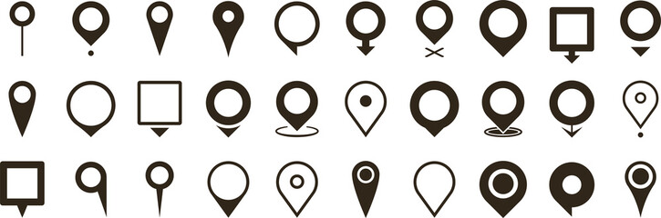 Fototapete - Set of map pointers icon