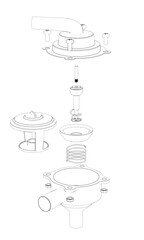 Wall Mural - Automotive thermostat assembly exploded view black and white 3D rendering