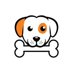 Wall Mural - dog biting bone logo