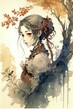 Geisha Anime Girl: A Beautiful Fusion of Tradition and Modernity AI generated Wallpaper Design