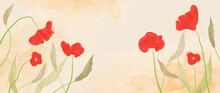 Abstract Vector
Botanical
Art. Luxury Watercolor Red Poppies Texture Watercolor Background. Artistic Design Illustration For Wallpapers, Posters, Prints, And Packaging.