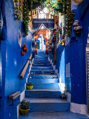 Wall Mural - Walking through the streets of Chefchaouen (Morocco)