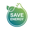 Save energy icon. Eco plug with leaf. Energy saving symbol. Vector