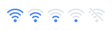 Wi-Fi And Wireless Icon Set. Wireless Level And Wifi Signal. WiFi Zone Sign. Mobile Connection Icons. Vector