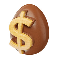 Sticker - Chocolate egg with money symbol in realistic 3d render