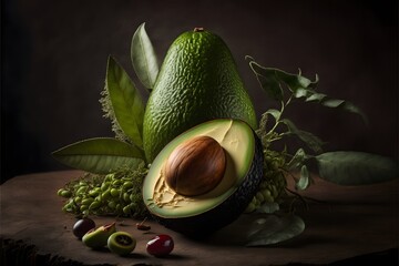 Wall Mural - Avocado. Cut in half. 