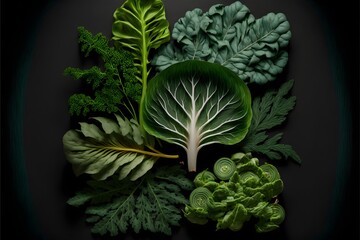 Wall Mural - Green leafy vegetables. Greens. Healthy. 