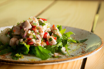 Poster - Calamari ceviche. The cebiche or ceviche is a dish consisting of fish marinated in citrus seasonings.